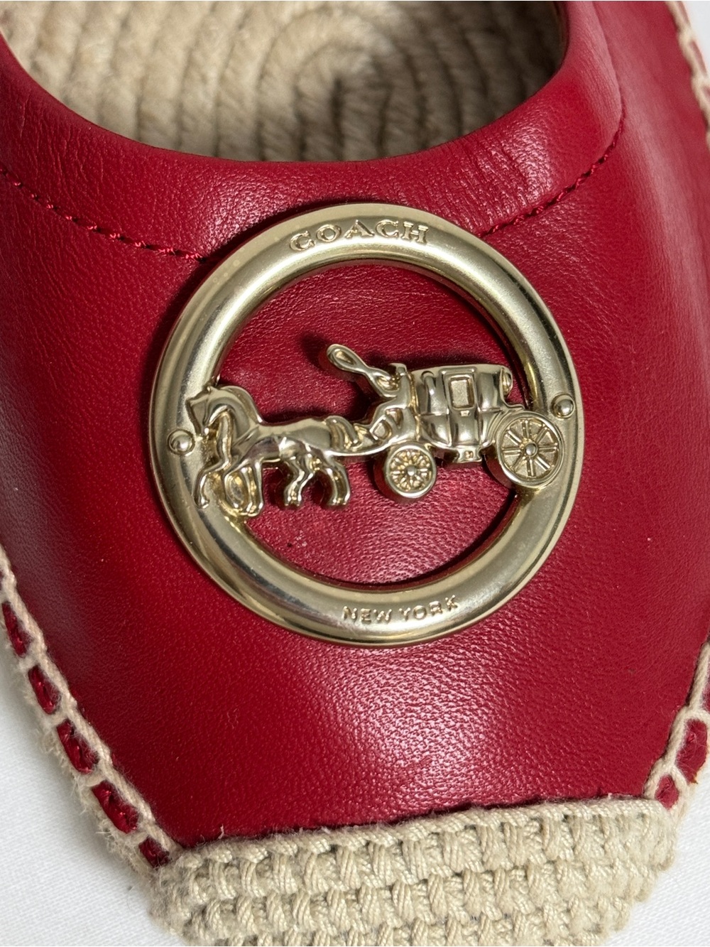 Coach Clara Red Leather Edpadrille Flats - Picture 8 of 9